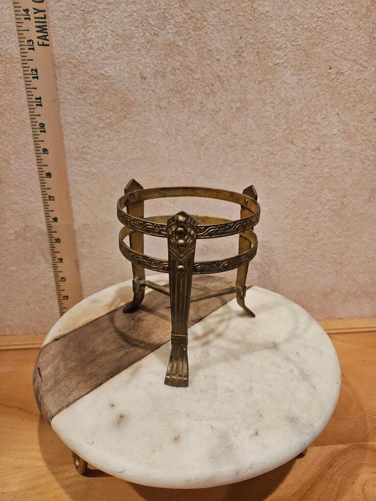 Vintage Brass Plant Stand Potpourri Candle Holder Footed/antique brass plant stand 1970