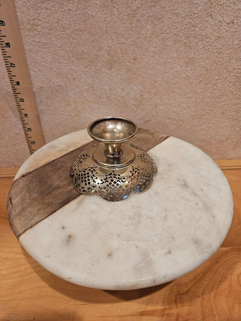 Vintage Lovelace Candy Dish Footed Scrolled Edges stemmed dinnerware