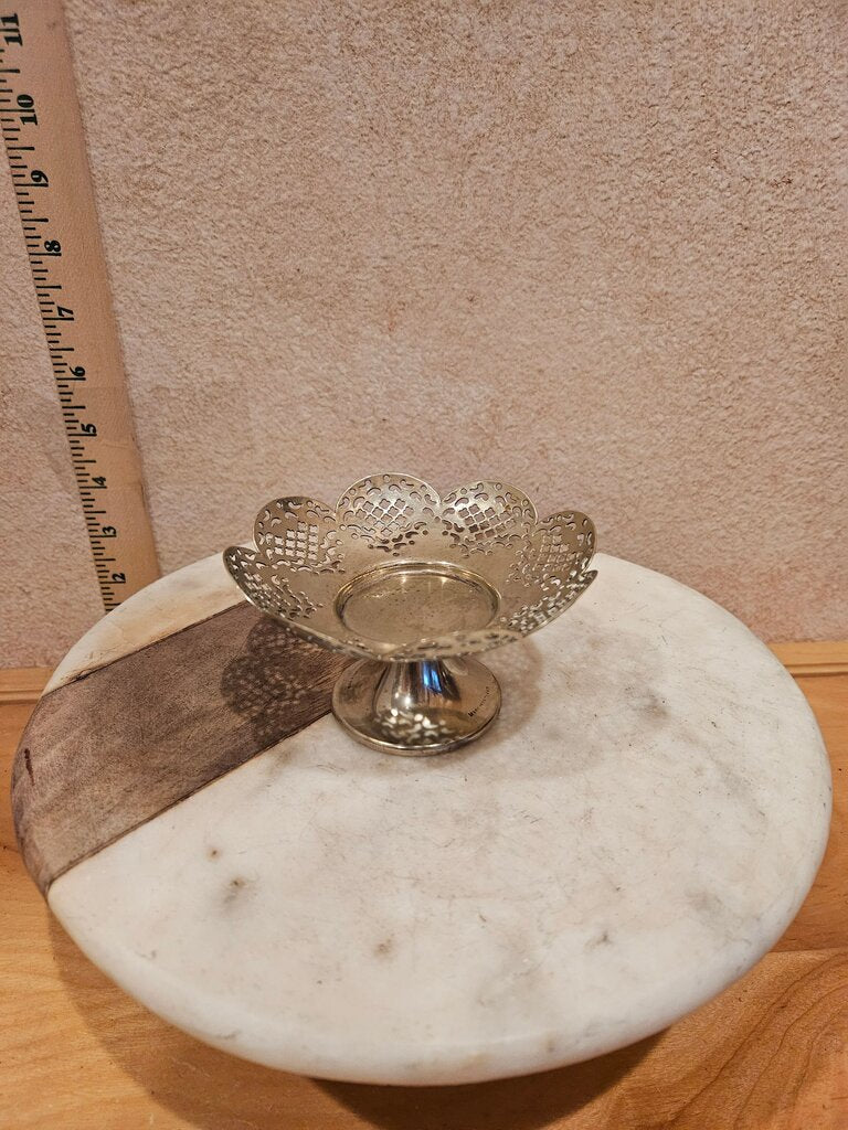 Vintage Lovelace Candy Dish Footed Scrolled Edges stemmed dinnerware