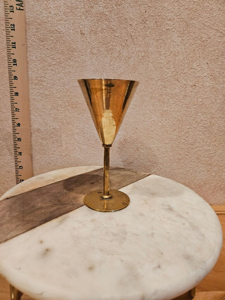 Set of 2 Beautiful Patina Brass Martini Glasses