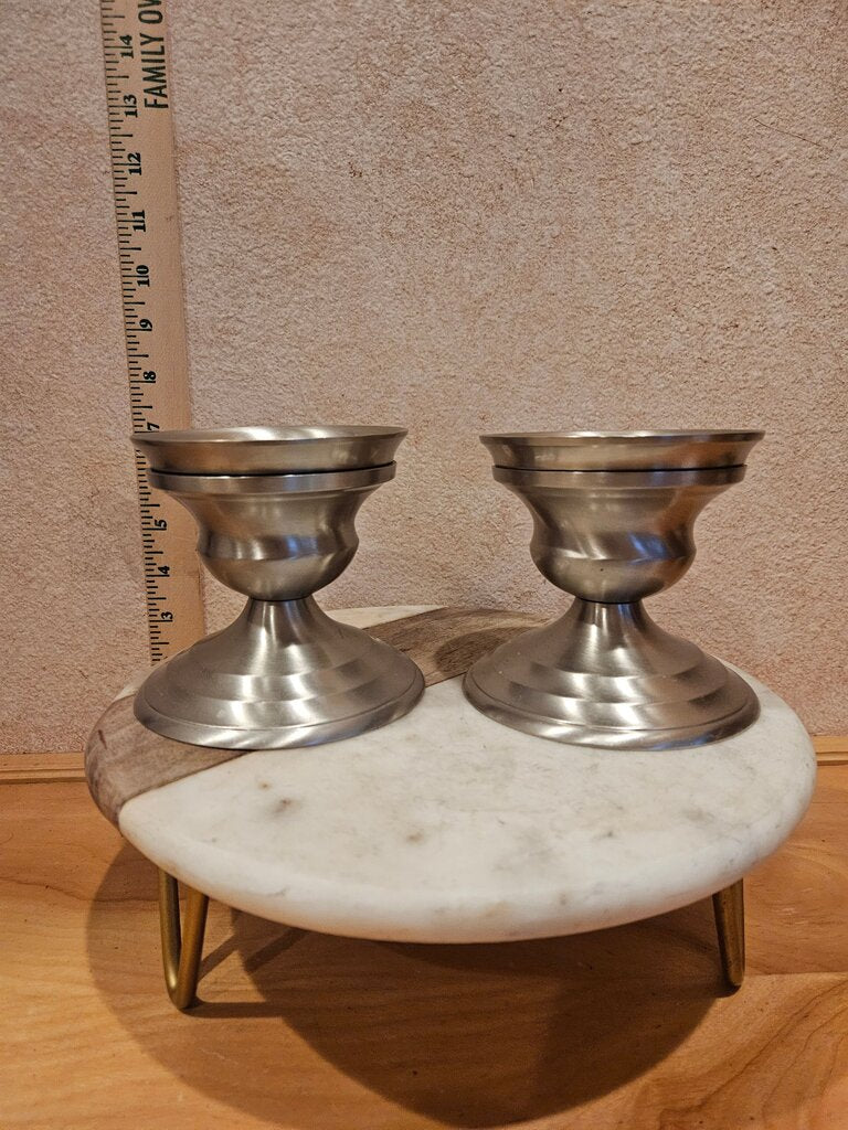 Set of Vintage Silver Colored Candle Holders