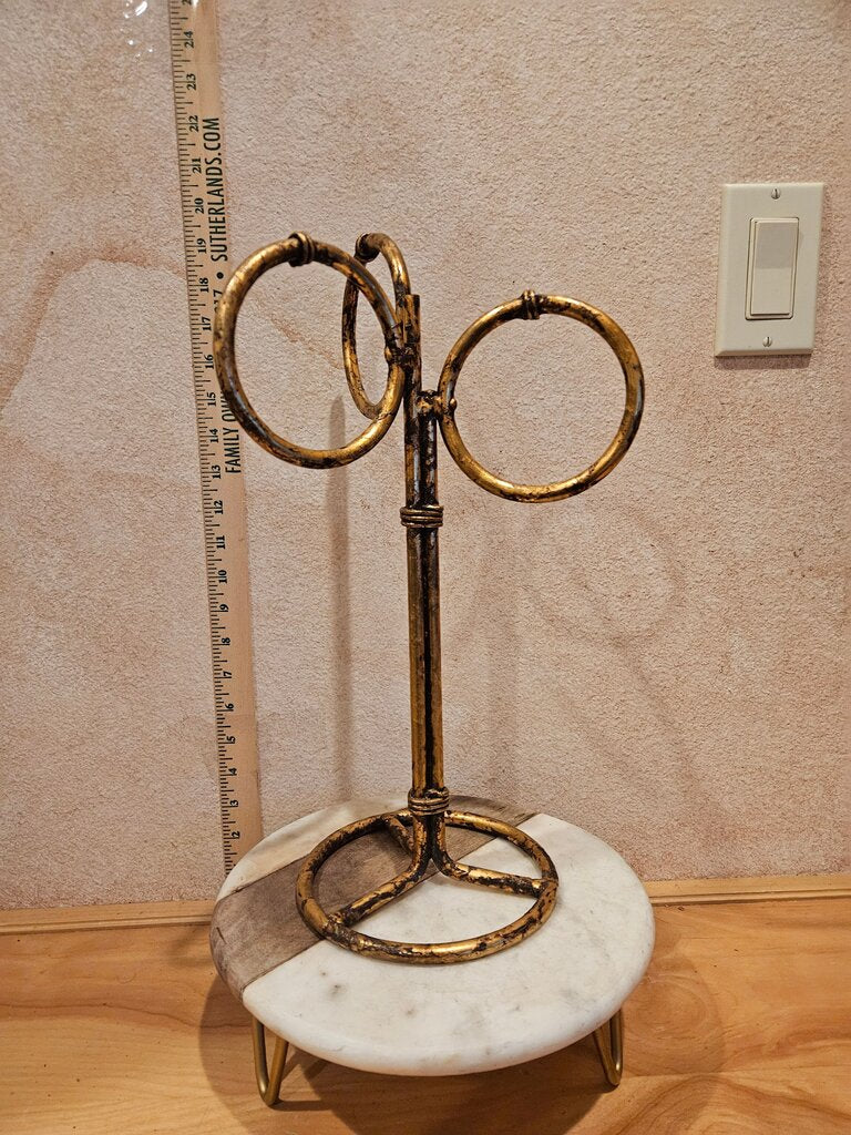 Vintage MCM Mid Century Modern Hollywood Regency Gold Rope 3 Ring Hand Towel Holder