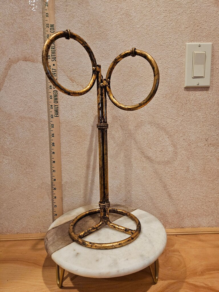 Vintage MCM Mid Century Modern Hollywood Regency Gold Rope 3 Ring Hand Towel Holder