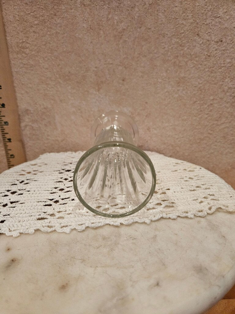 Vintage Paneled Ribbed parfait Flower Bud Vase Shaped like Ice Cream Sundae