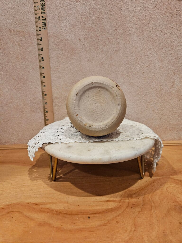Japanese Japan Sake Jar with Pourinf Spout Brown Bisque Characters and Rope