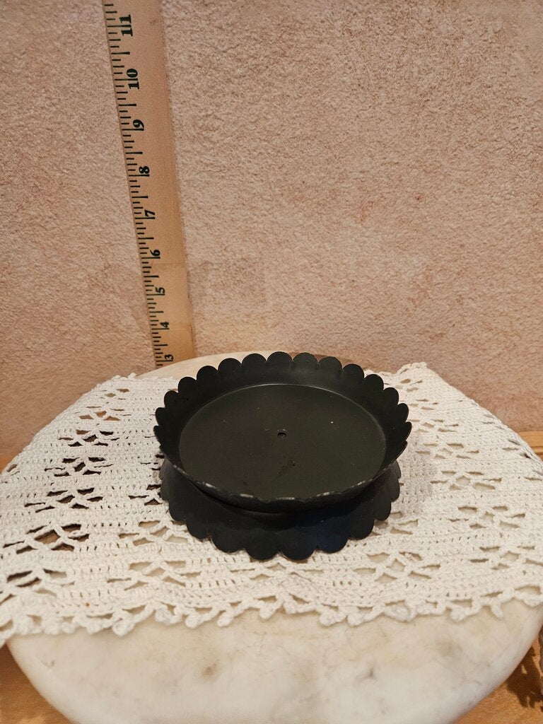 Candlestick Holder Black Taper Candle Holder scalloped edge
