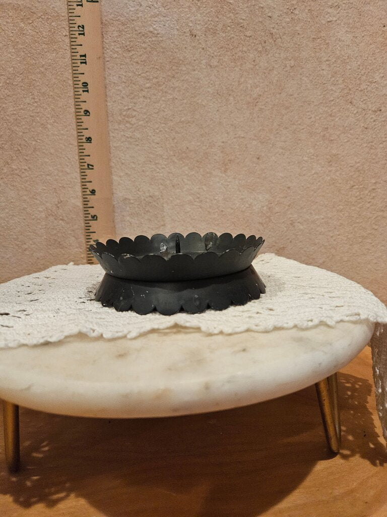 Candlestick Holder Black Taper Candle Holder scalloped edge