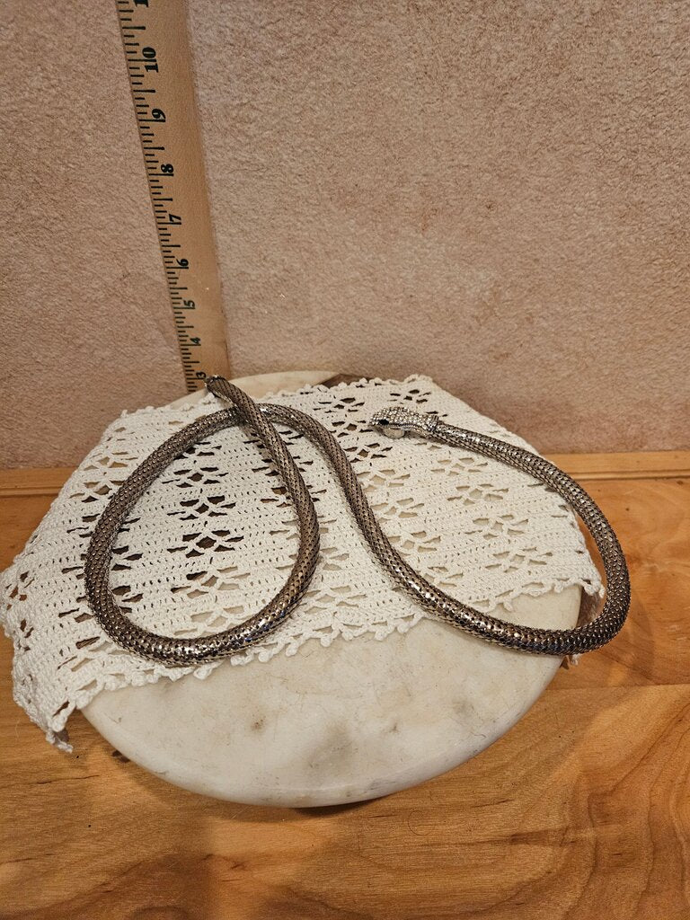 Vintage Silver Metal Necklace belt Snake