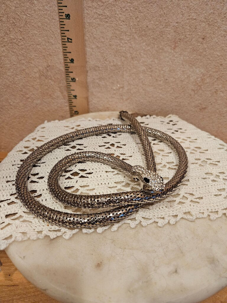 Vintage Silver Metal Necklace belt Snake