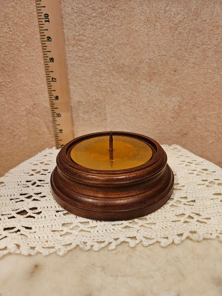 Vintage Wooden and brass candlestick or reversable pillar base