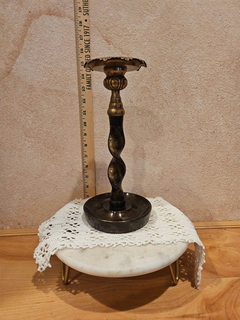 Vintage Maitland Smith Bronze & Brass Barley Twist Candle Holder