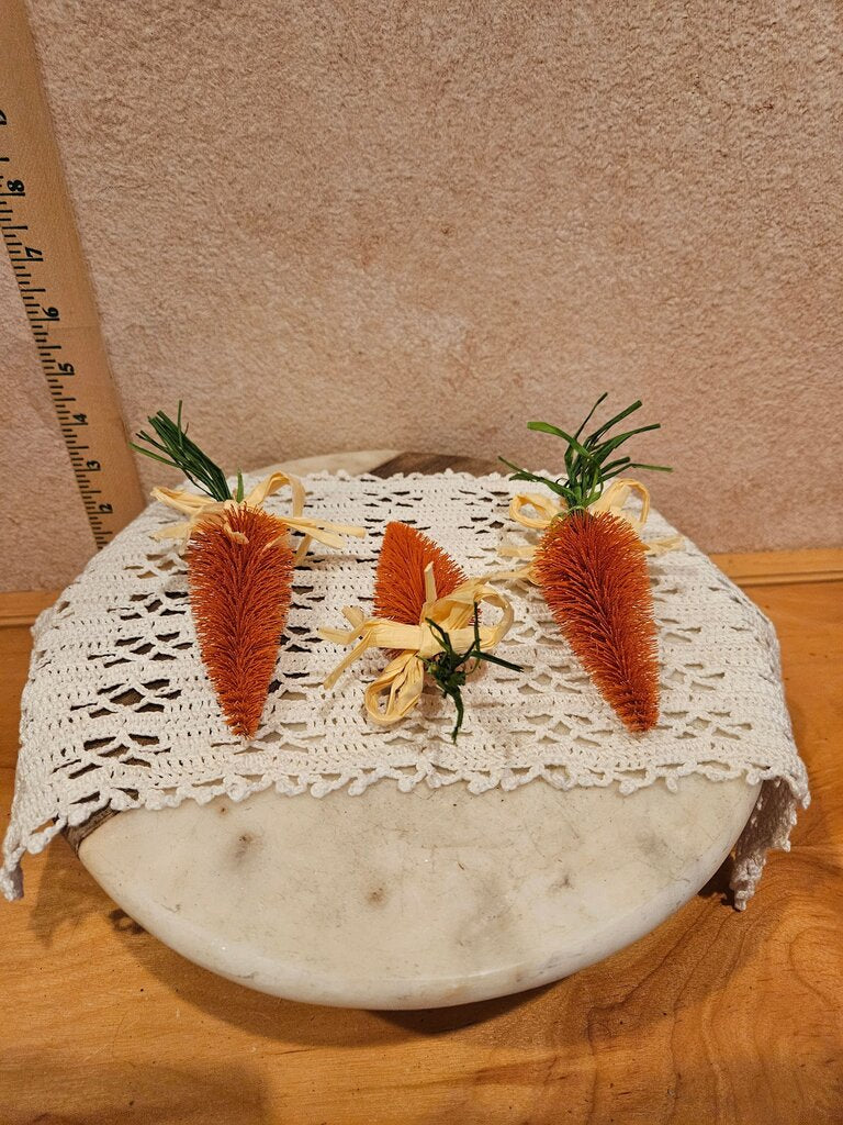 Three Orange Glitter Bottle Brush Carrots easter table decor