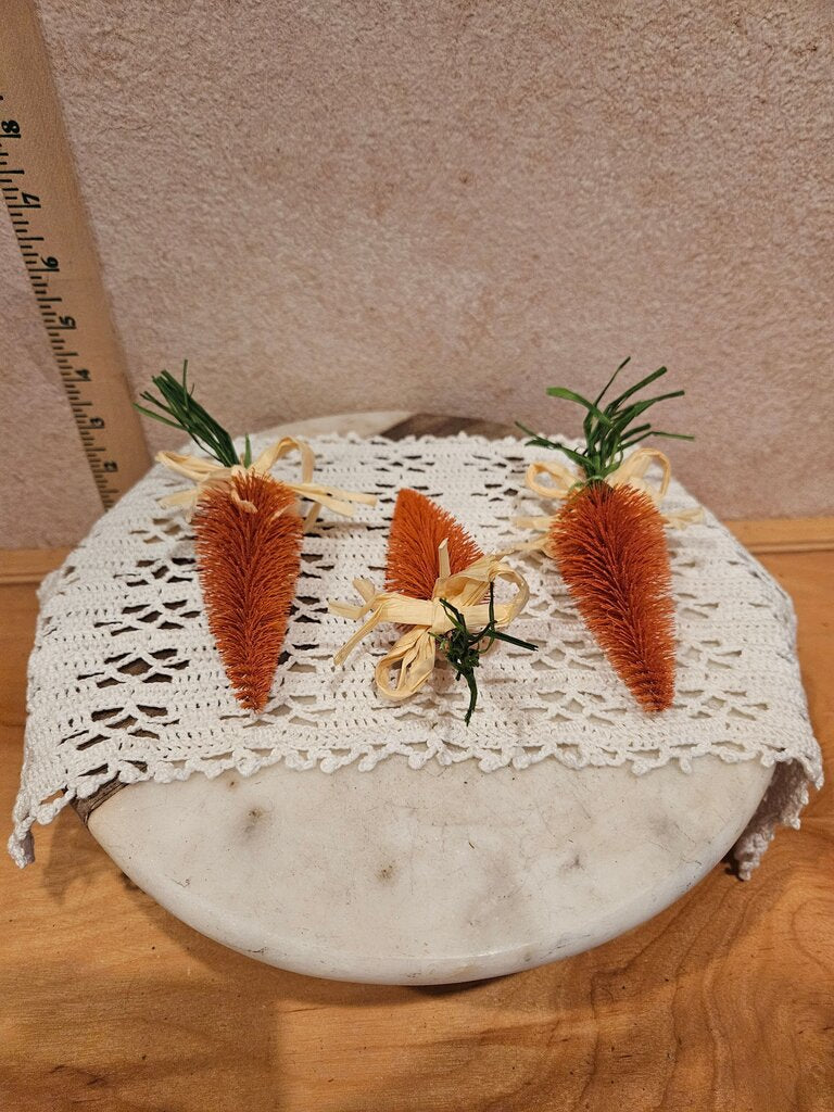 Three Orange Glitter Bottle Brush Carrots easter table decor