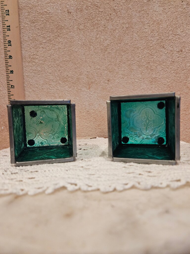Set of Vintage Glass Candle Holders