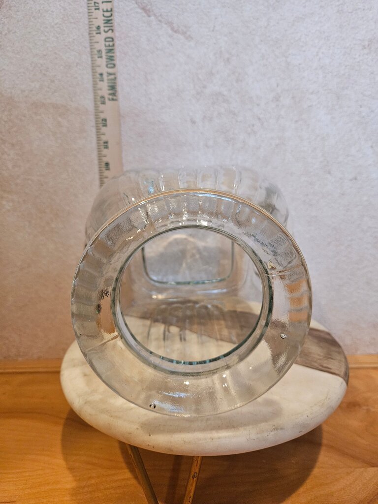 Clear Glass Big Large Container Sealed Lid Jar Storage Ribbed Country Core