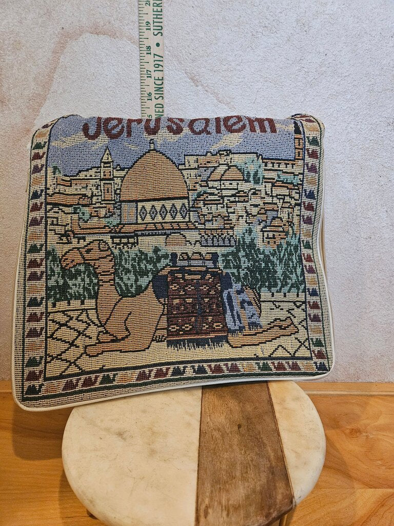 Vintage Jerusalem Purse Tote Zipper Expanding Travel Bag Israel Satchel Embroidered