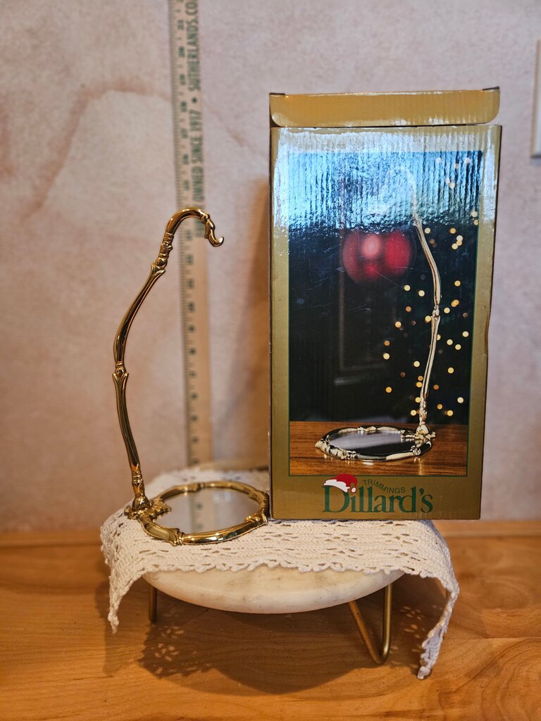 Retired Dillard's Collection Single Ornament Holder / Stand Brass & Mirror Design Lovely & Stylish