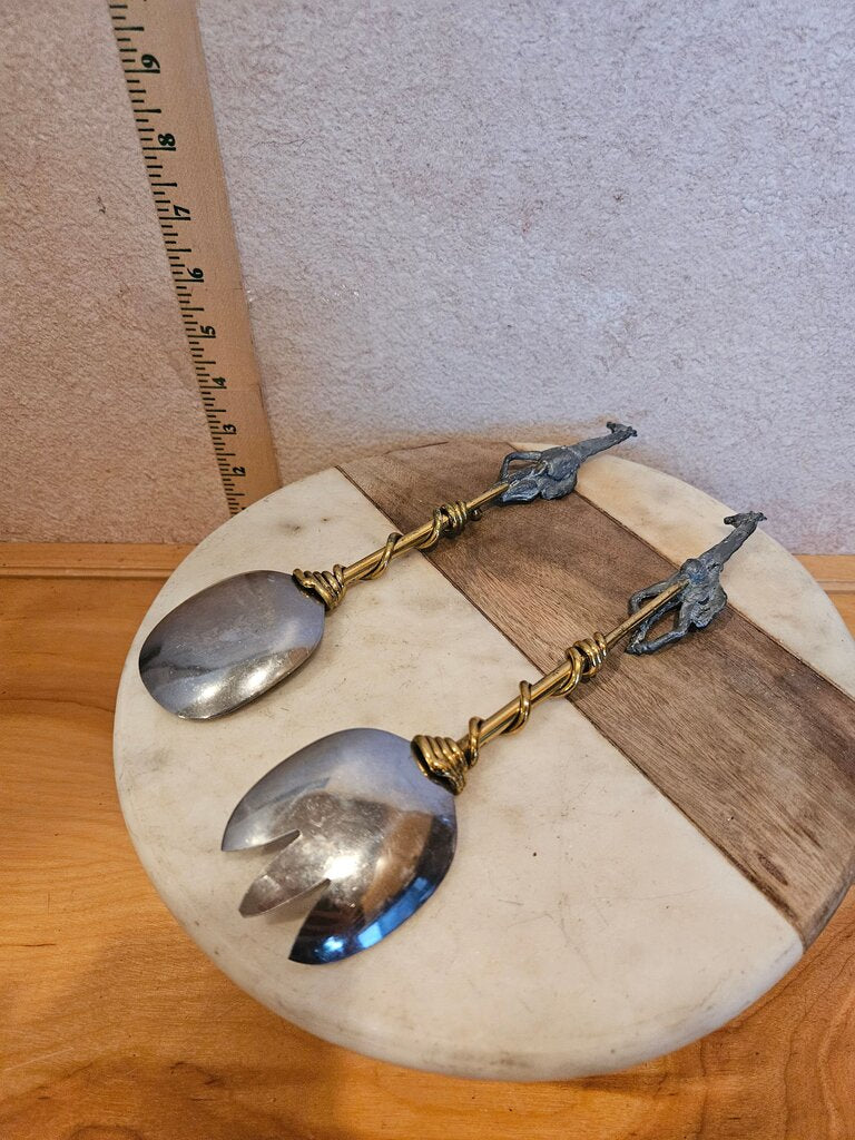 Vintage Unique Hard to find Giraffe Handle Serving Utensils