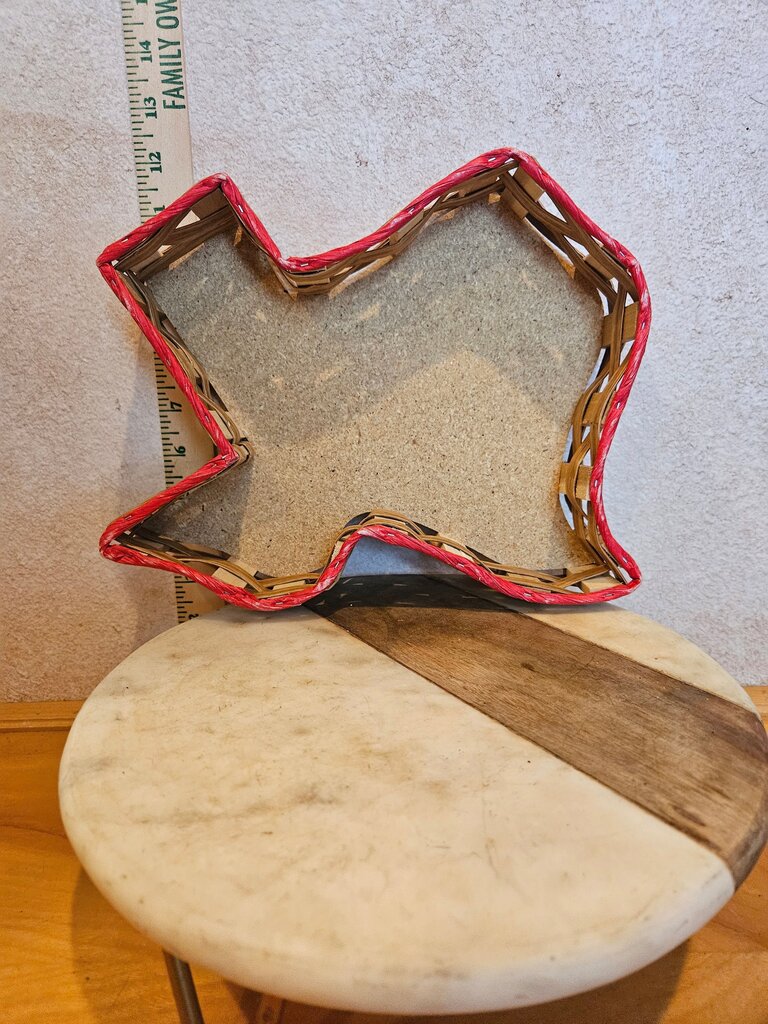 Vine-Tique Wood Products Texas Shaped Basket/Tray trimmed in red