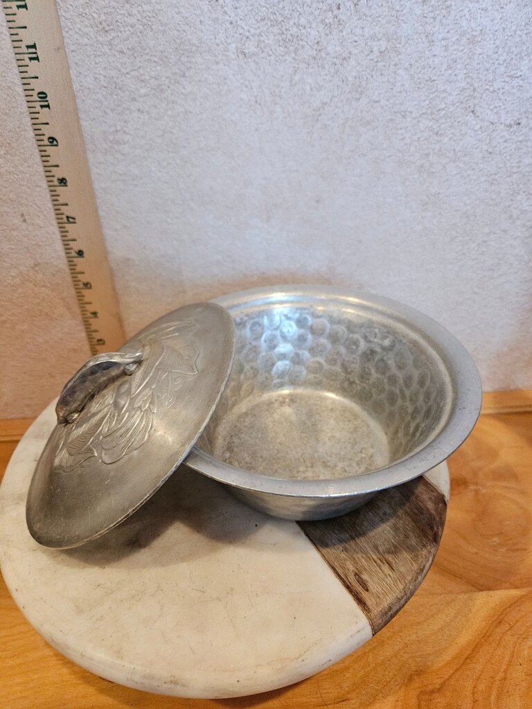 Decorative Vintage Mid Century Aluminum Covered Dish