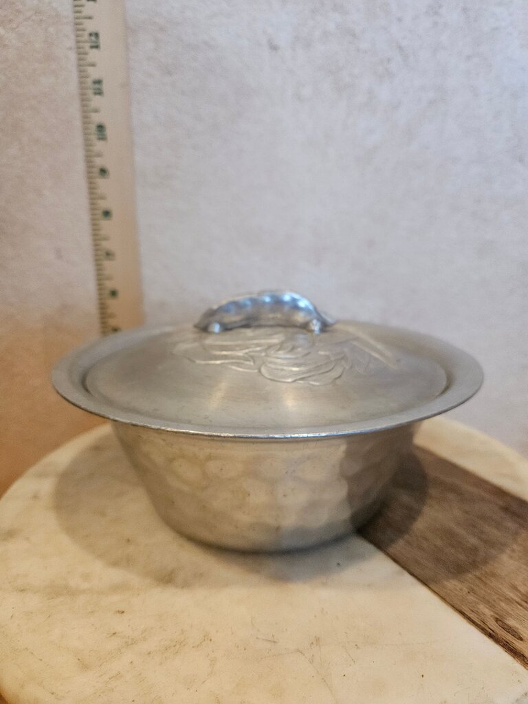 Decorative Vintage Mid Century Aluminum Covered Dish