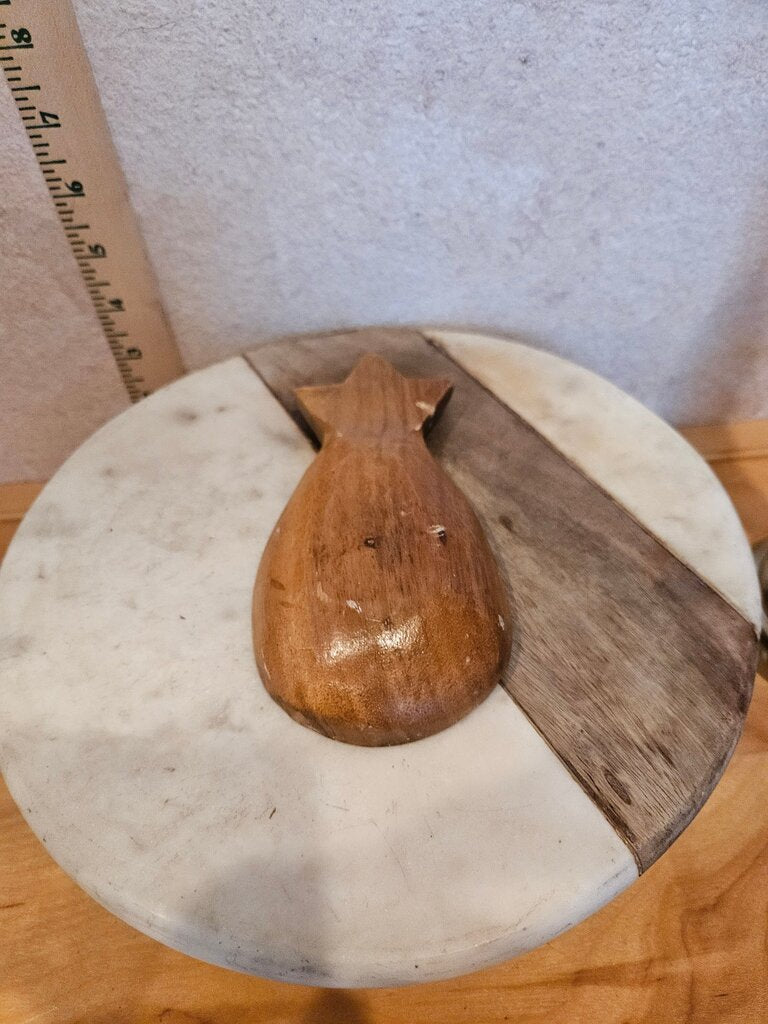 Vintage Hand carved Monkey Pod Wooden Pineapple Bowl Dish Hawaii as is