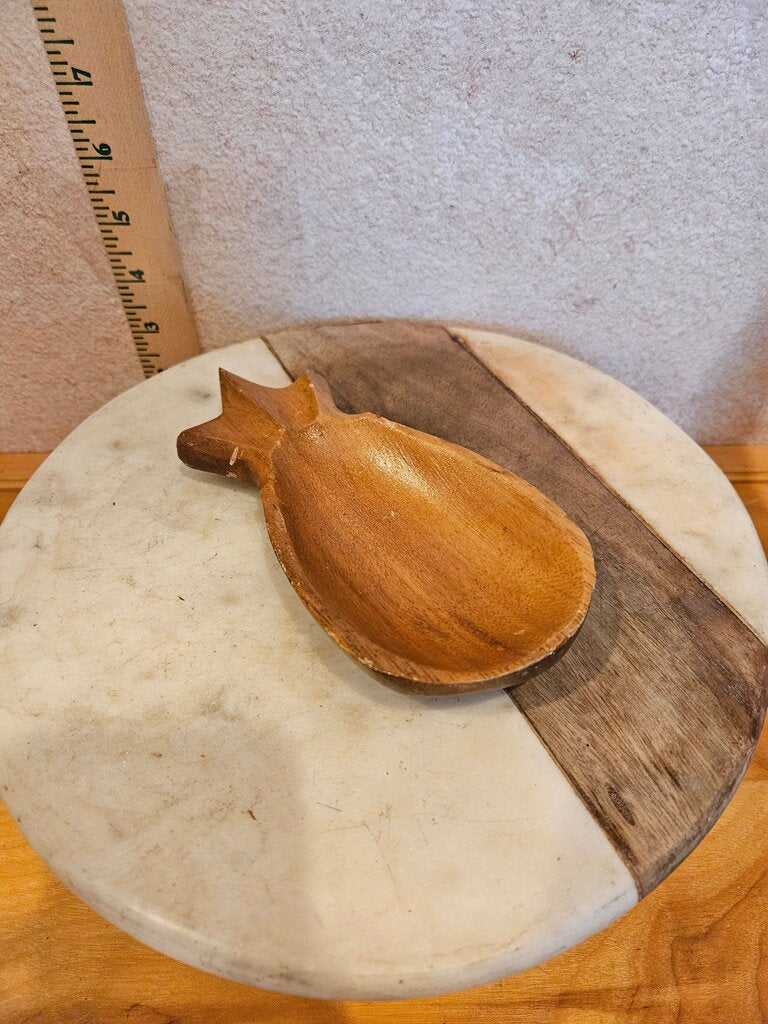 Vintage Hand carved Monkey Pod Wooden Pineapple Bowl Dish Hawaii as is