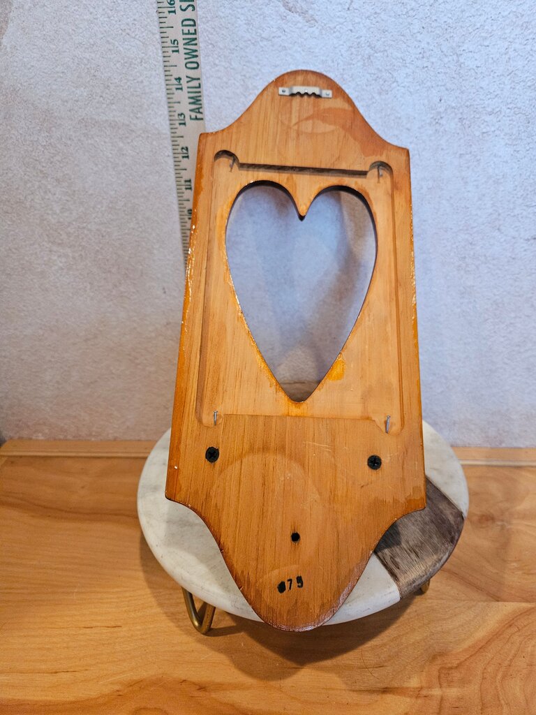Pair Of Rustic Primitive Cut out Wooden Heart w candle /display Shelf