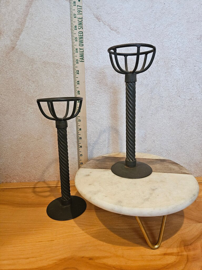 Set of Two Decorative Candle Holders / hat displays / riser