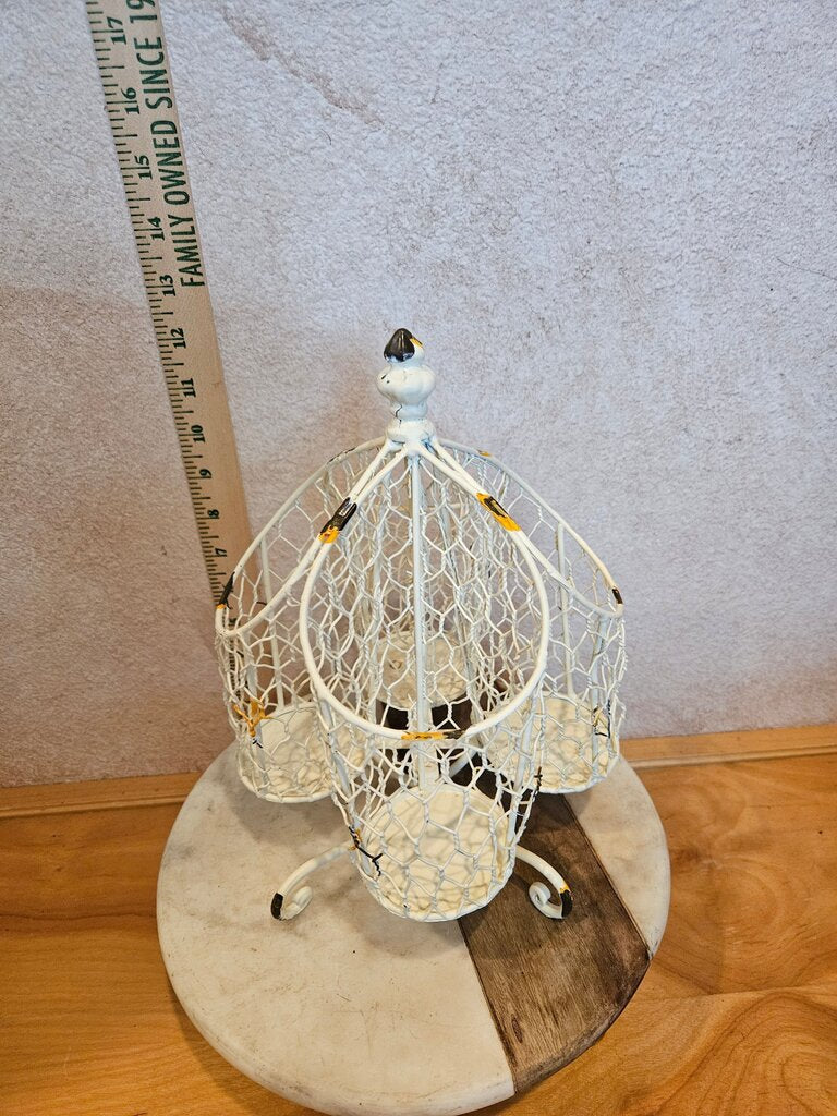 Wire white chippy Condiments Caddy Country Primitive Scroll Bottom Moveable 4 Comp