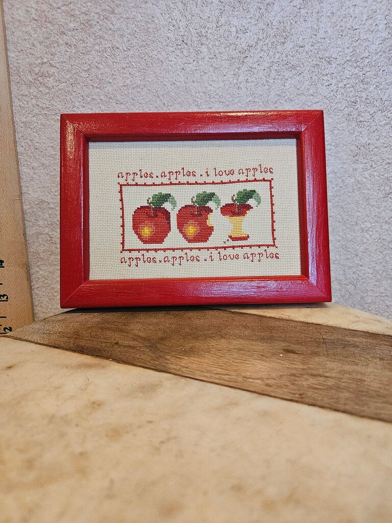 Apples Cross Stitch Framed Art