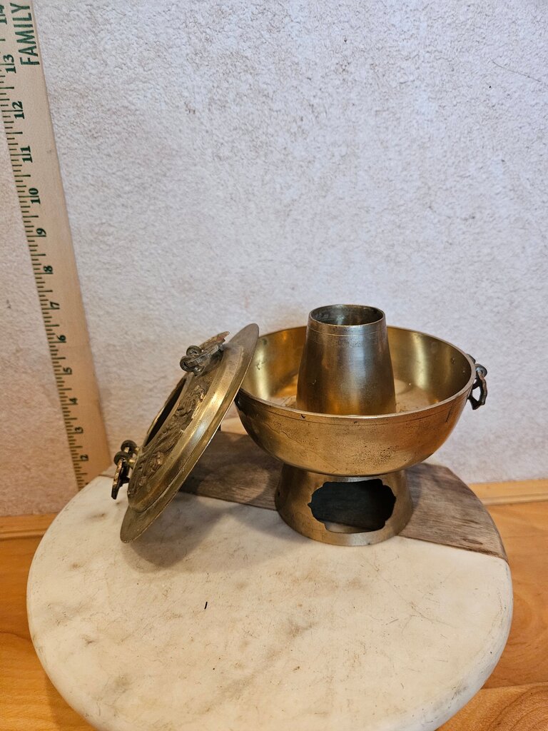 Vintage Brass Hot Pot Rice/Soup Steamer " Sinseollo" Hot Pot pattern engraved stylish