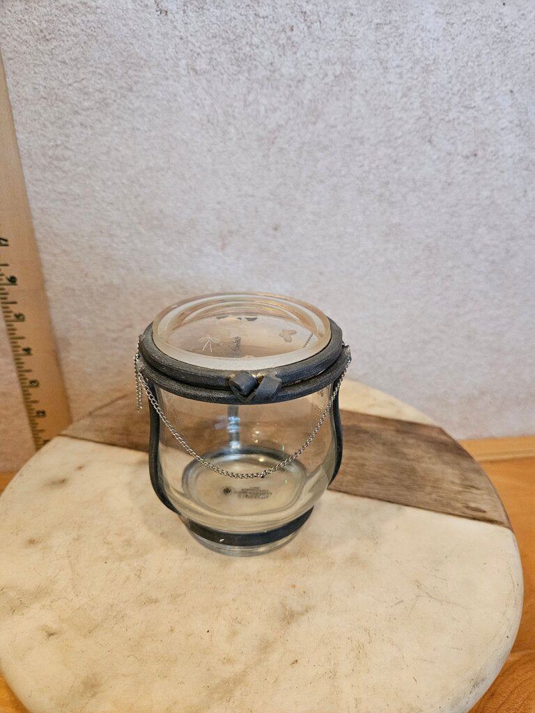 Vintage 1979 Lens Art Engraved Karen Fogg-Von Feldt Glass Candle Holder
