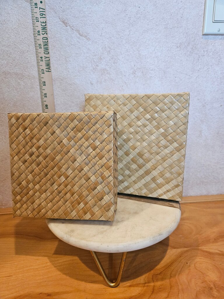 Woven Storage seagrass lidded Baskets Set beach ocean decor