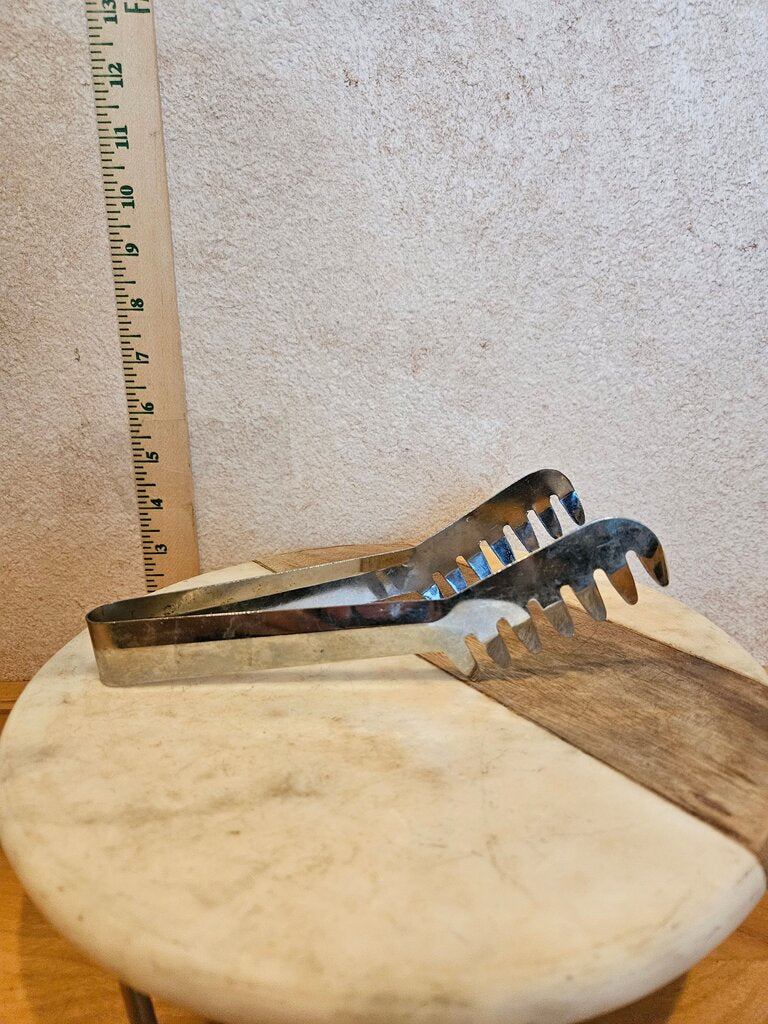 Vintage Stainless Steel Ice Serving Tongs barware