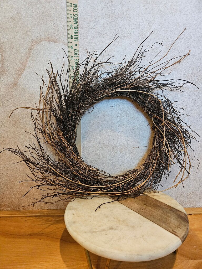Natural Twig Wreath /glass cloche base decor