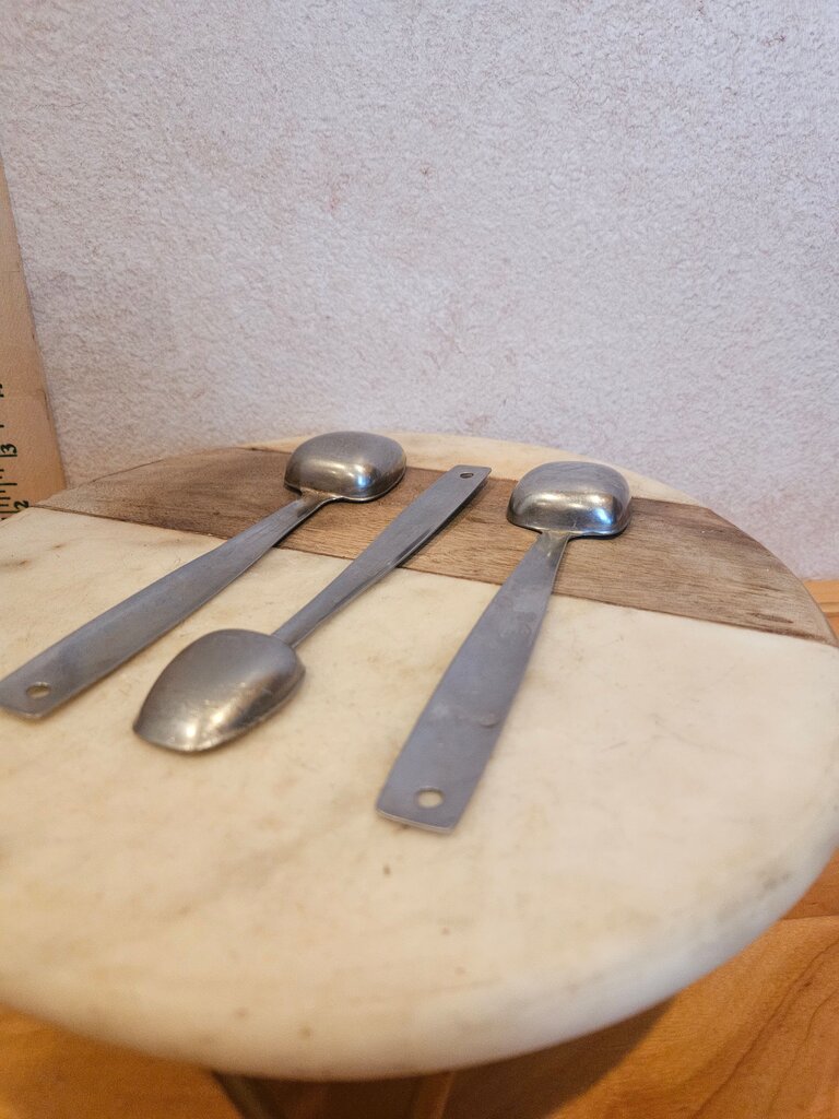 Set of 3 Vintage Long Handled Stainless Measuring Spoon Set
