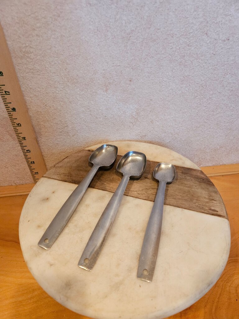 Set of 3 Vintage Long Handled Stainless Measuring Spoon Set