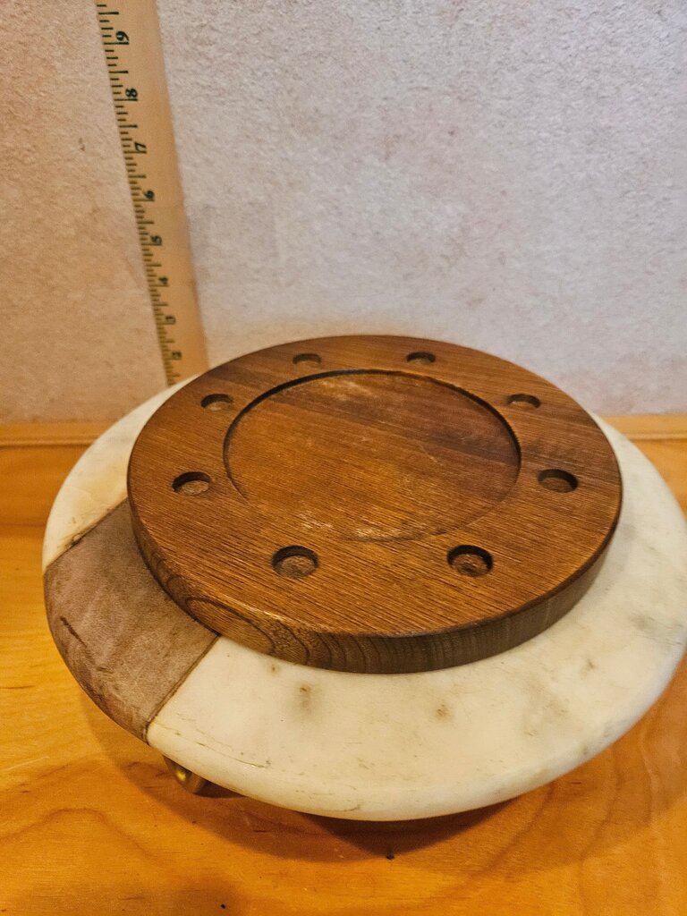Stylish Wooden and Marble Decorative Stand