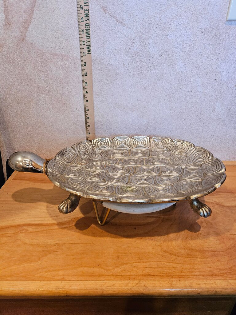 Large Decorative Metal Turtle Serving Platter trinket / vignette display tray riser table decor