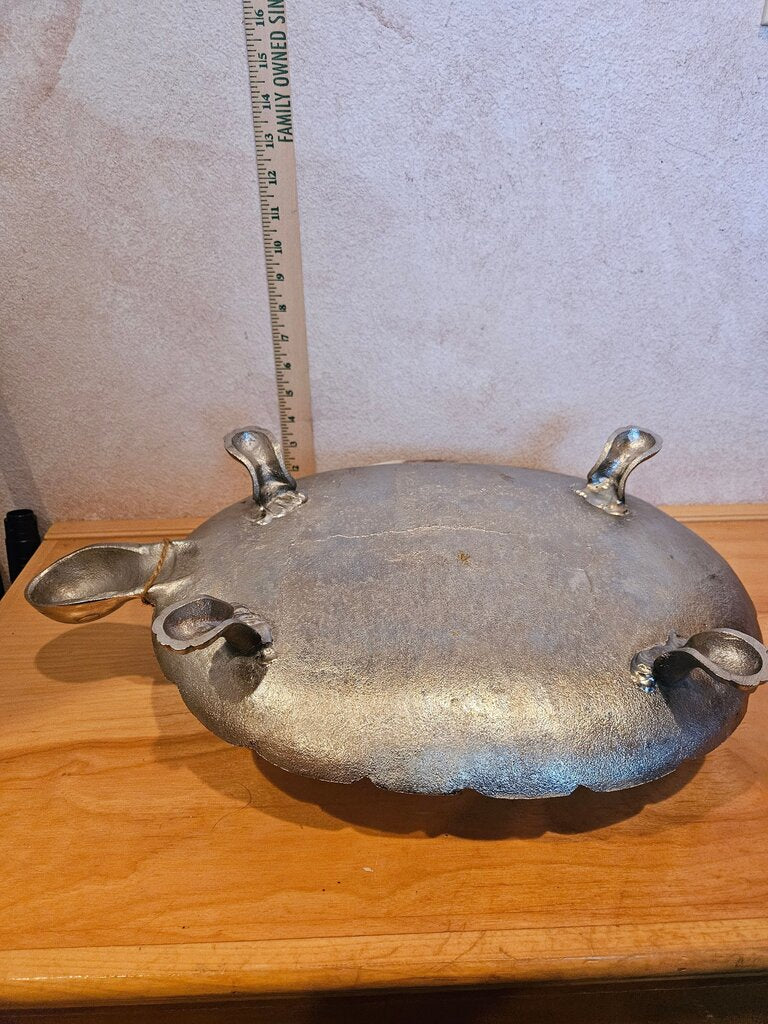 Large Decorative Metal Turtle Serving Platter trinket / vignette display tray riser table decor