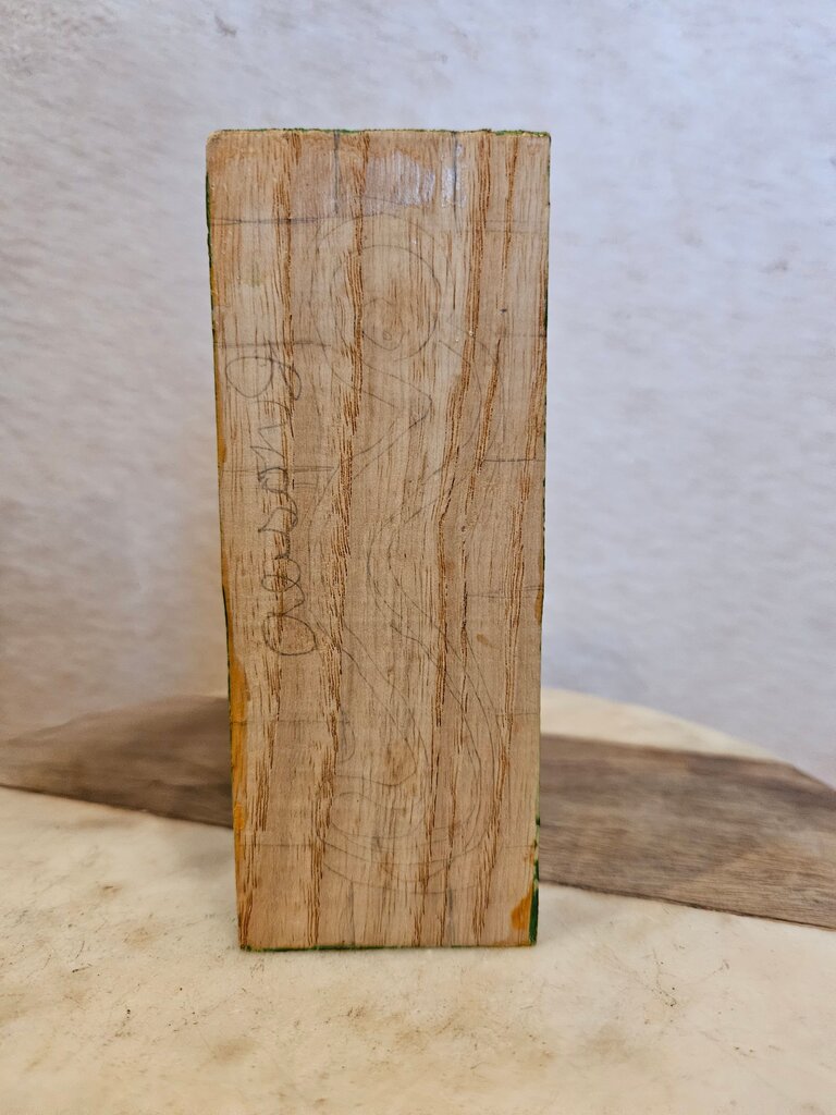 Green Decorative Block with hand Painted Bug Pattern