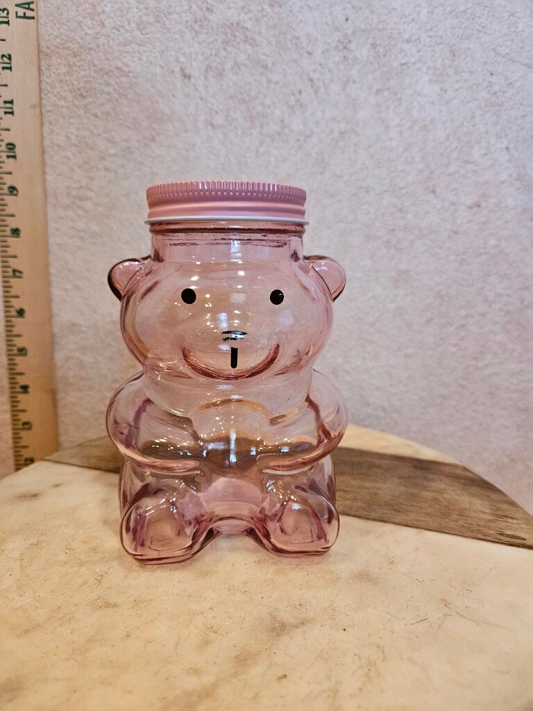 Pink Bear Shaped Jar with lid Gummy Bear valentine