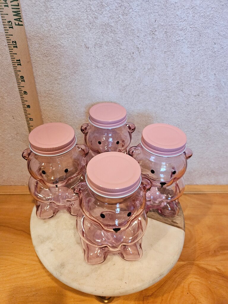 Pink Bear Shaped Jar with lid Gummy Bear valentine