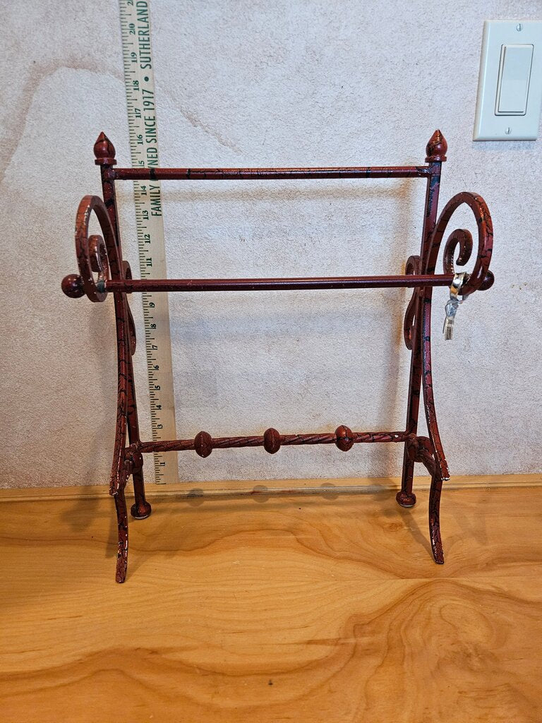 Vintage Hand Towel Free Standing Rack Cherry Red Chippy farmhouse style