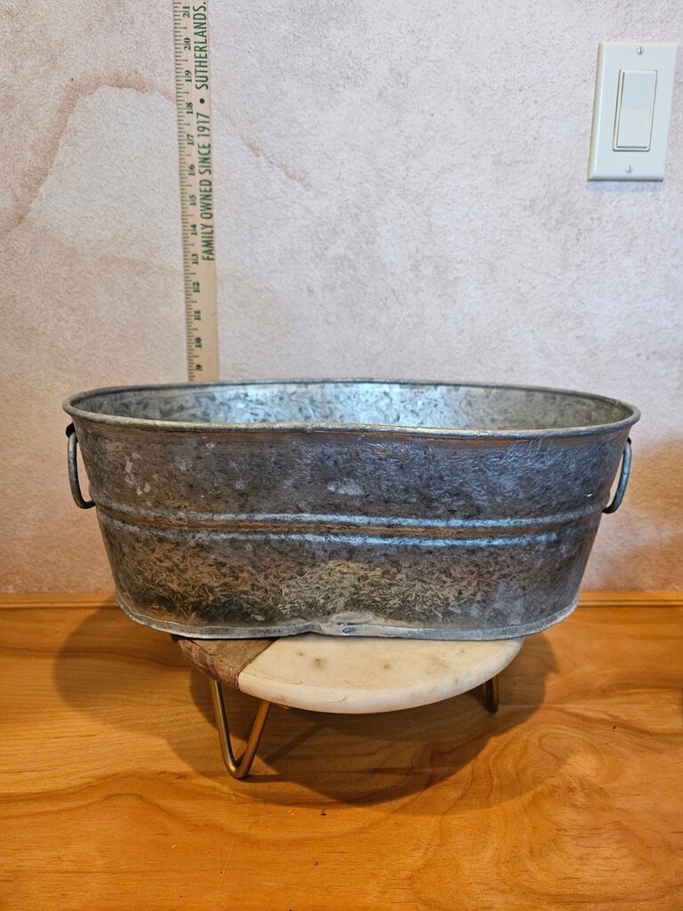 Galvanised Oval Trough w Handles | Outdoor Garden Metal Steel Planter Flower Pot AS IS