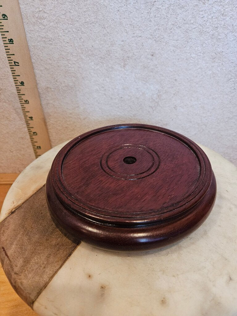 Vintage Ornate Rosewood Wood Round Display Stand Holder footed Base vase /jar mounts