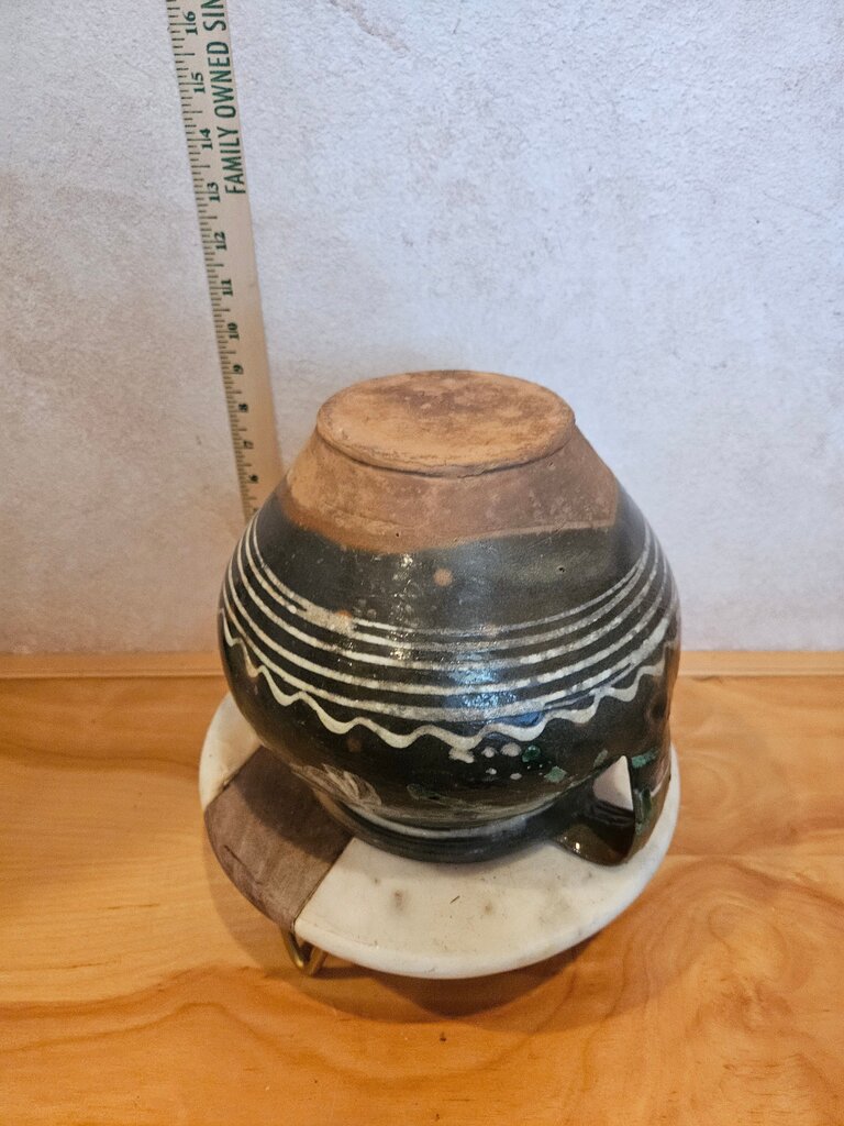 Antique Floral Pottery Jug, Pitcher, Vase, Folk Art, Rustic Terra Cotta, Hand Thrown, Hand Painted Rustic Farmhouse, Farm Table