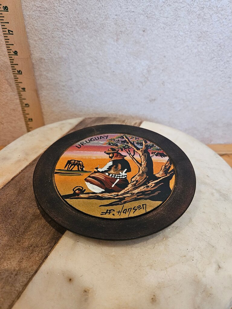 Uruguay Painted Decorative Plate SOUVENIR Local FOLK ART wall mount