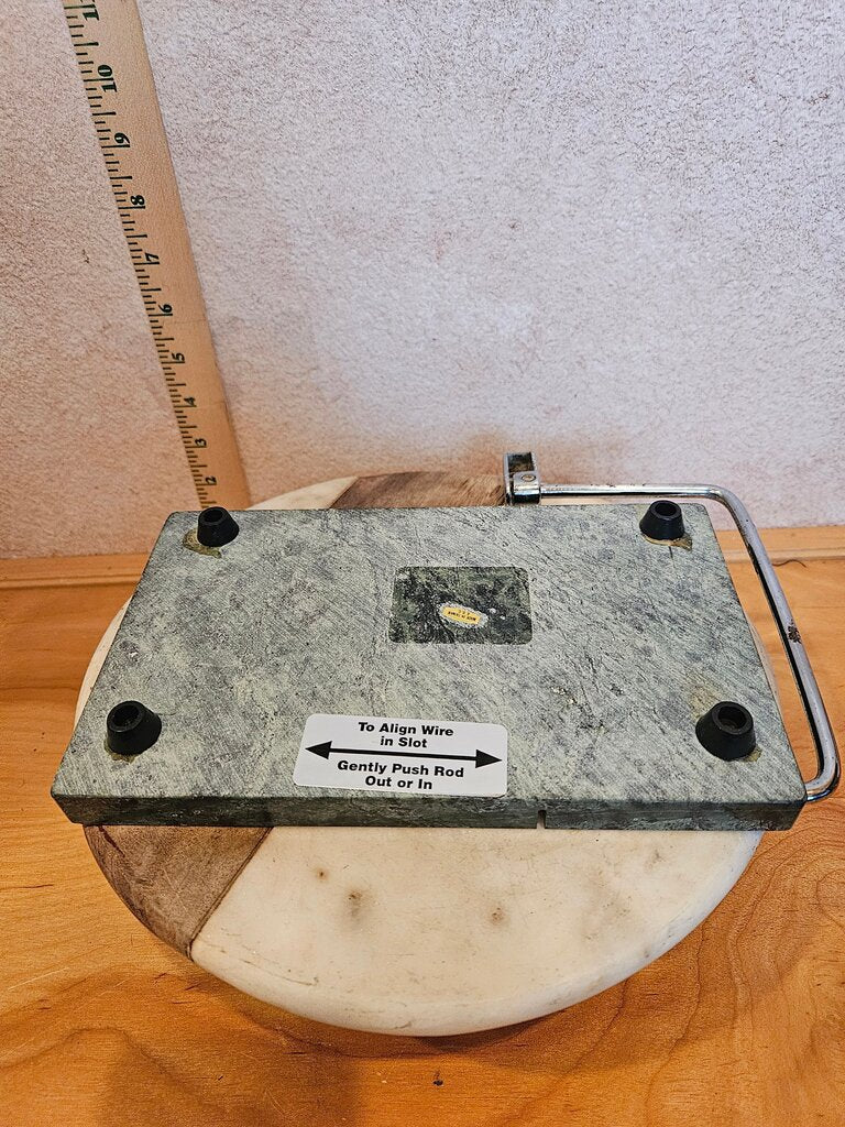 Heavy Green Marble Cheese & Meat Board w Wire Slicer Minimalist Kitchen Charcuterie Cutting Serving Board